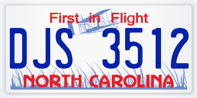 NC license plate DJS3512