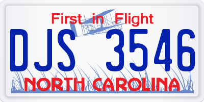 NC license plate DJS3546