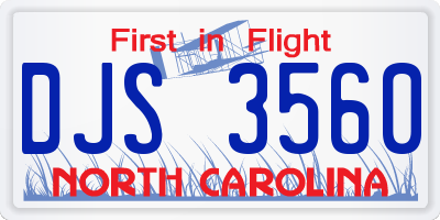 NC license plate DJS3560
