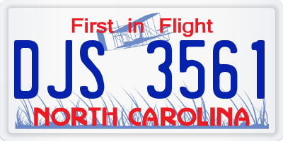 NC license plate DJS3561