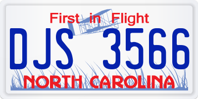 NC license plate DJS3566