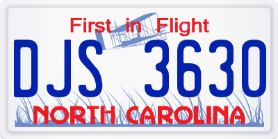 NC license plate DJS3630