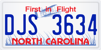 NC license plate DJS3634
