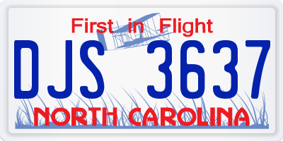 NC license plate DJS3637
