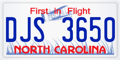 NC license plate DJS3650