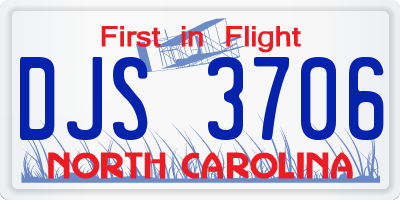 NC license plate DJS3706