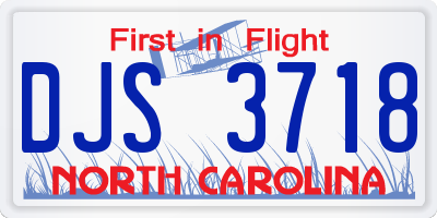 NC license plate DJS3718