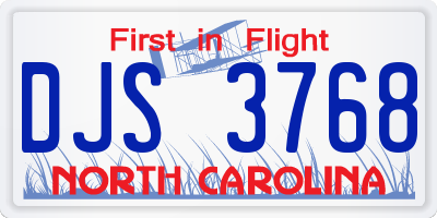 NC license plate DJS3768