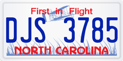 NC license plate DJS3785