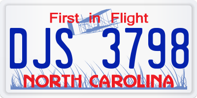 NC license plate DJS3798