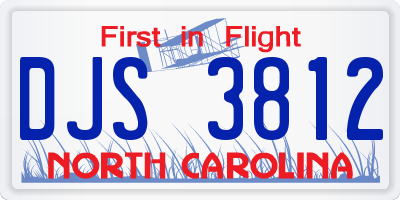 NC license plate DJS3812