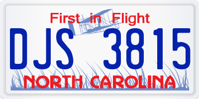 NC license plate DJS3815