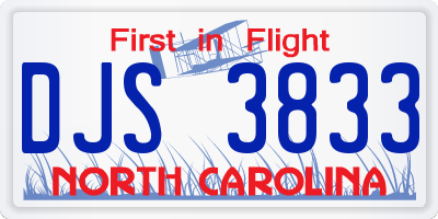 NC license plate DJS3833