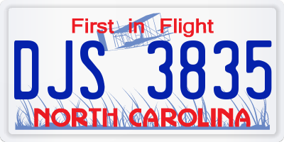 NC license plate DJS3835