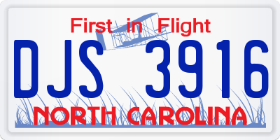 NC license plate DJS3916