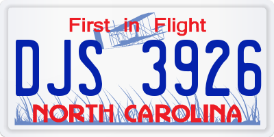 NC license plate DJS3926