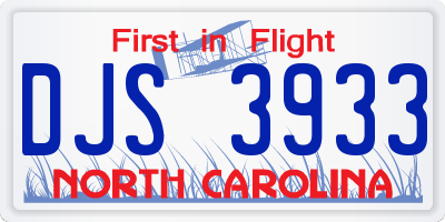 NC license plate DJS3933