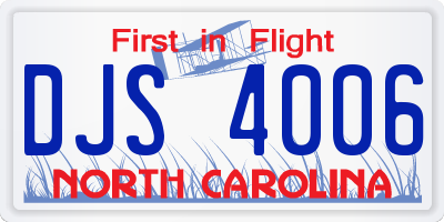 NC license plate DJS4006