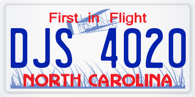 NC license plate DJS4020