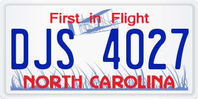 NC license plate DJS4027
