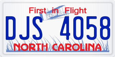 NC license plate DJS4058