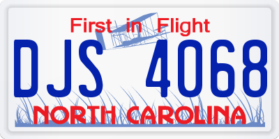 NC license plate DJS4068