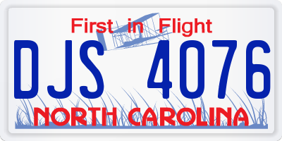 NC license plate DJS4076