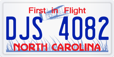 NC license plate DJS4082
