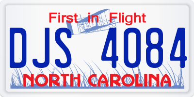 NC license plate DJS4084