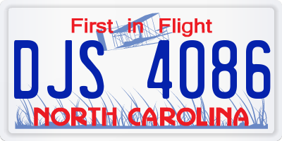 NC license plate DJS4086
