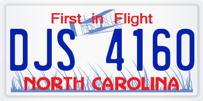 NC license plate DJS4160