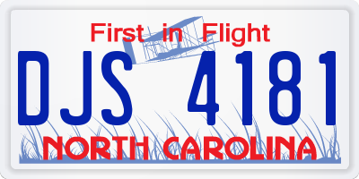 NC license plate DJS4181