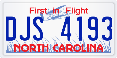 NC license plate DJS4193