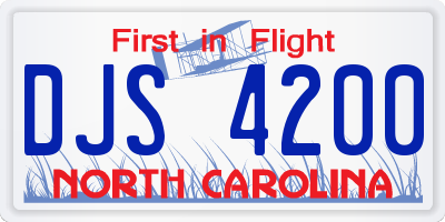 NC license plate DJS4200