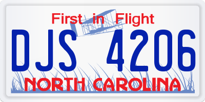 NC license plate DJS4206
