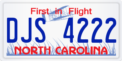 NC license plate DJS4222
