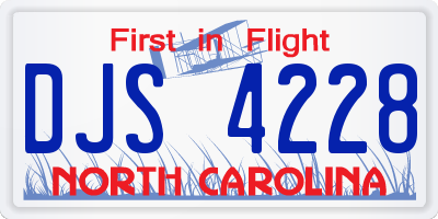 NC license plate DJS4228