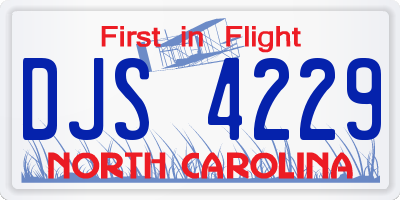 NC license plate DJS4229
