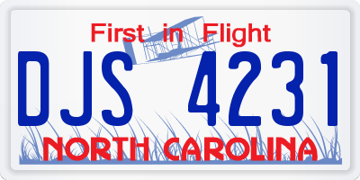 NC license plate DJS4231