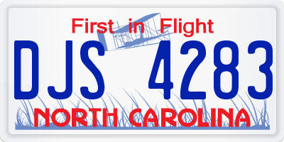 NC license plate DJS4283