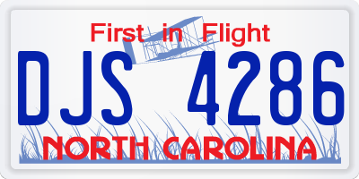 NC license plate DJS4286