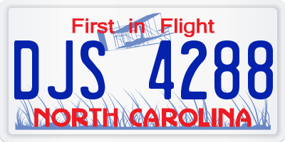 NC license plate DJS4288