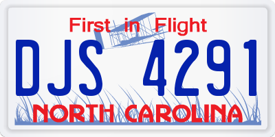 NC license plate DJS4291