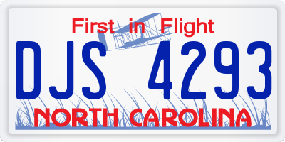 NC license plate DJS4293