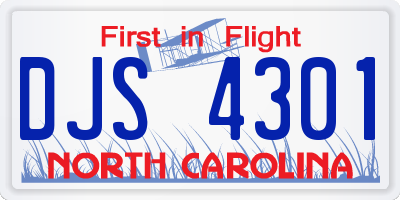 NC license plate DJS4301