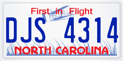 NC license plate DJS4314