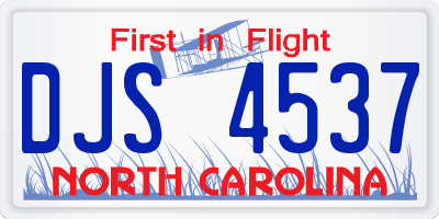 NC license plate DJS4537