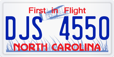 NC license plate DJS4550