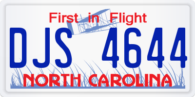 NC license plate DJS4644