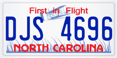 NC license plate DJS4696